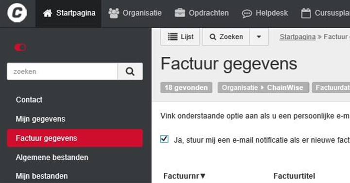 Abonneren op facturen op klantportaal (Extranet)